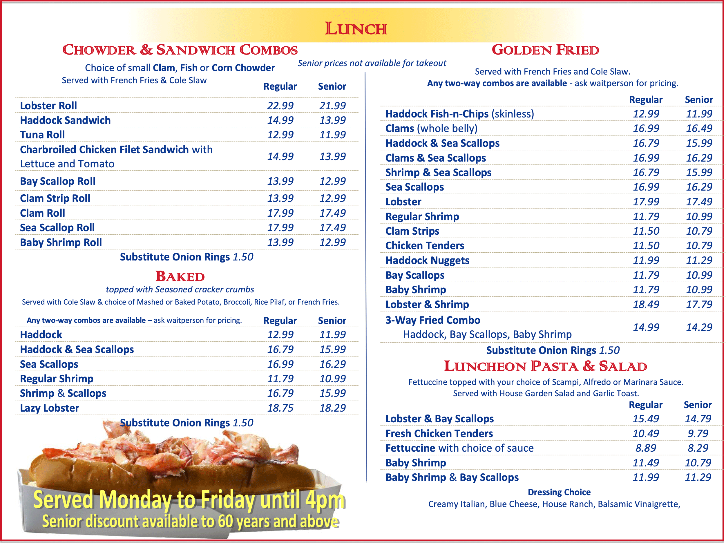 Lunch menu